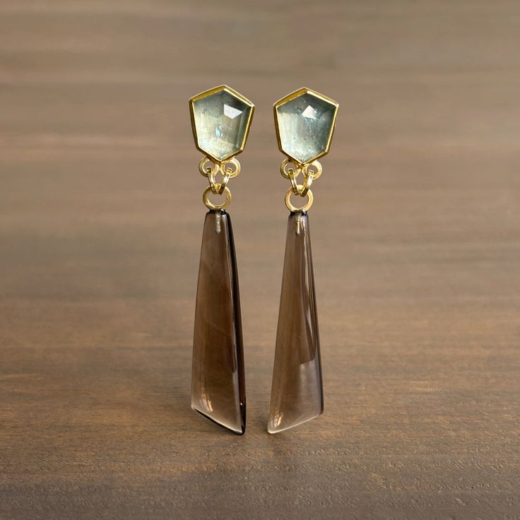 Vintage Aquamarine & Smoky Quartz Earrings