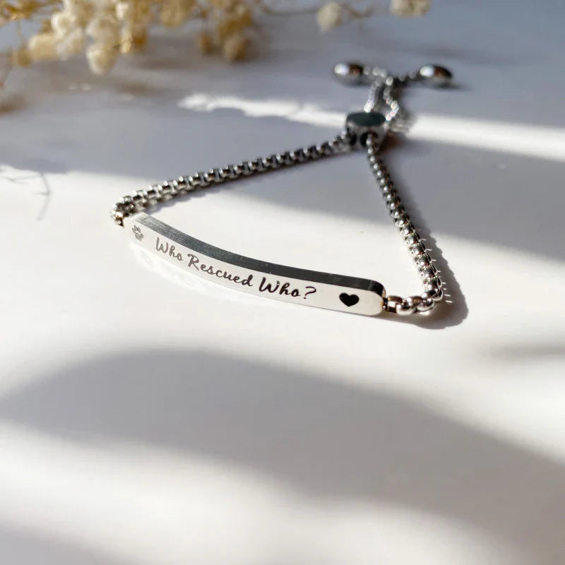 Who Rescued Who Bar Bracelet