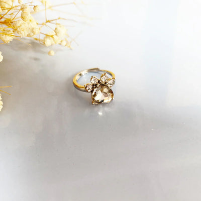 Paw Print Birthstone Rings
