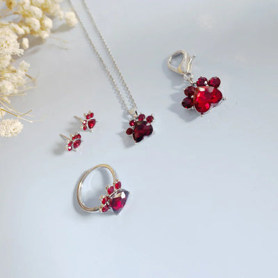 Paw Print Birthstone Jewelry Set
