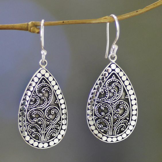 Vintage Hollow Silver Drop Earrings