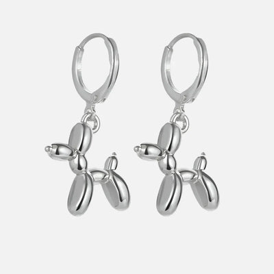 Golden Huggie Hoop Earrings with Balloon Dog Pendant