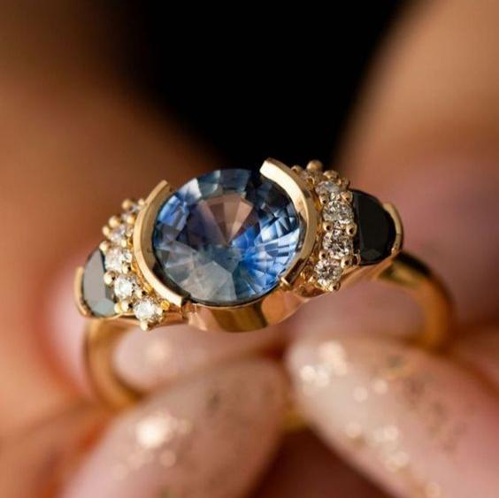 Vintage Blue Cuteness Zirconia Gold Ring