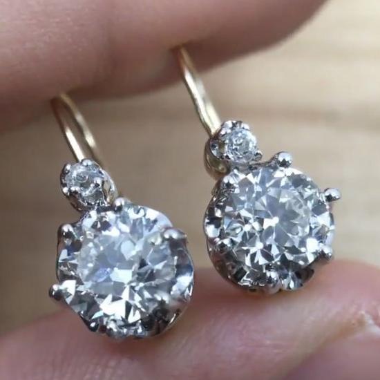 Vintage Zirconia Platinum Earrings