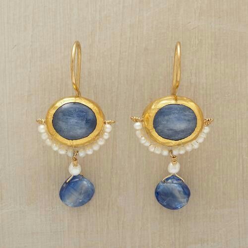 Vintage Blue Stone Pearl Earrings