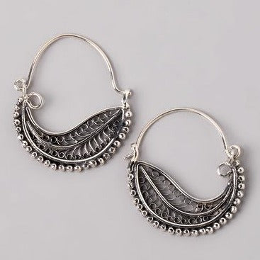 Vintage Silver Basket Leaf Earrings