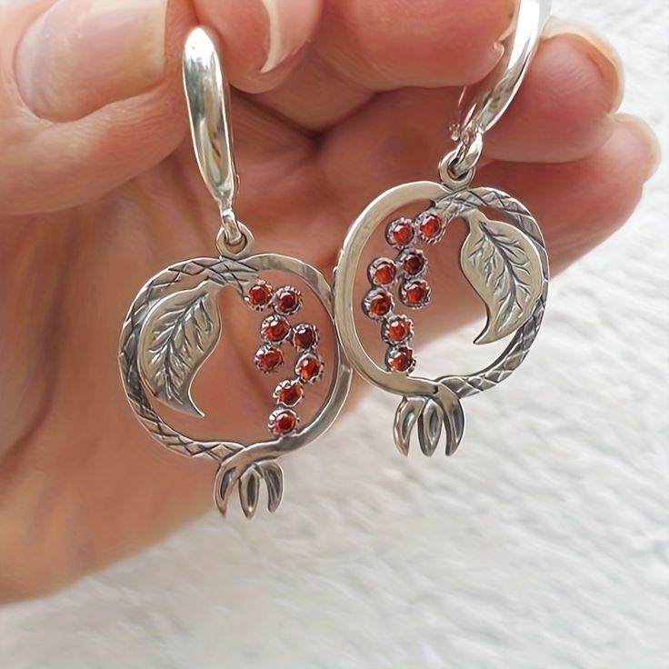 Bohemian Zircon Pomegranate Water Drop Earrings