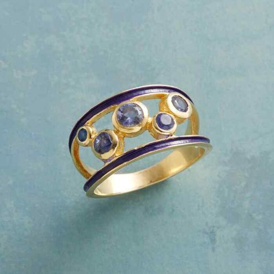 Vintage Purple Enamel Gold Ring