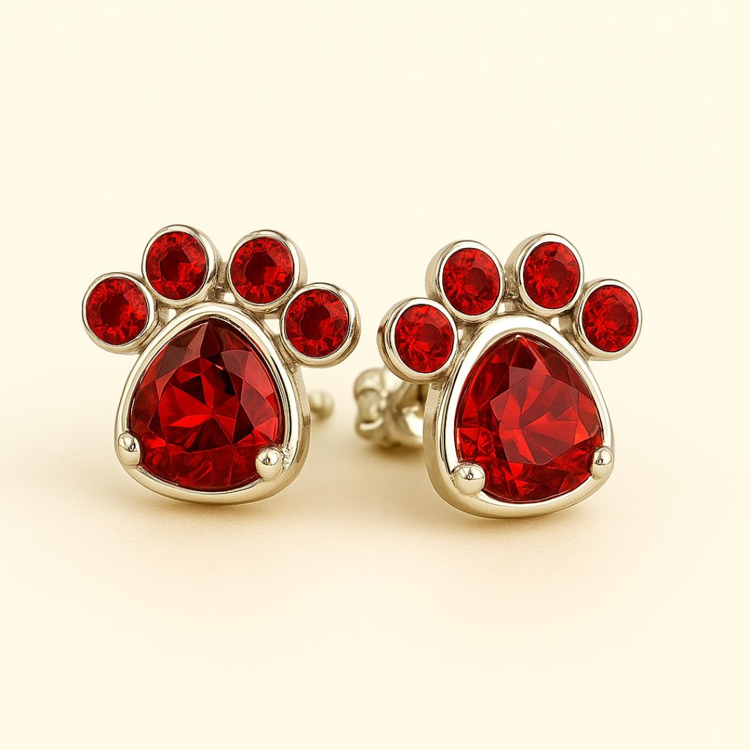 Paw Print Birthstone Earrings