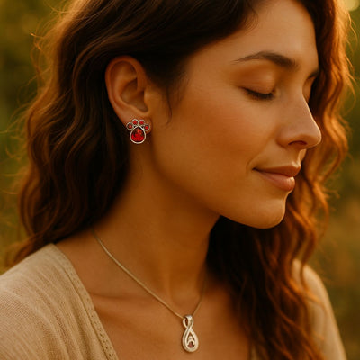 Paw Print Birthstone Earrings