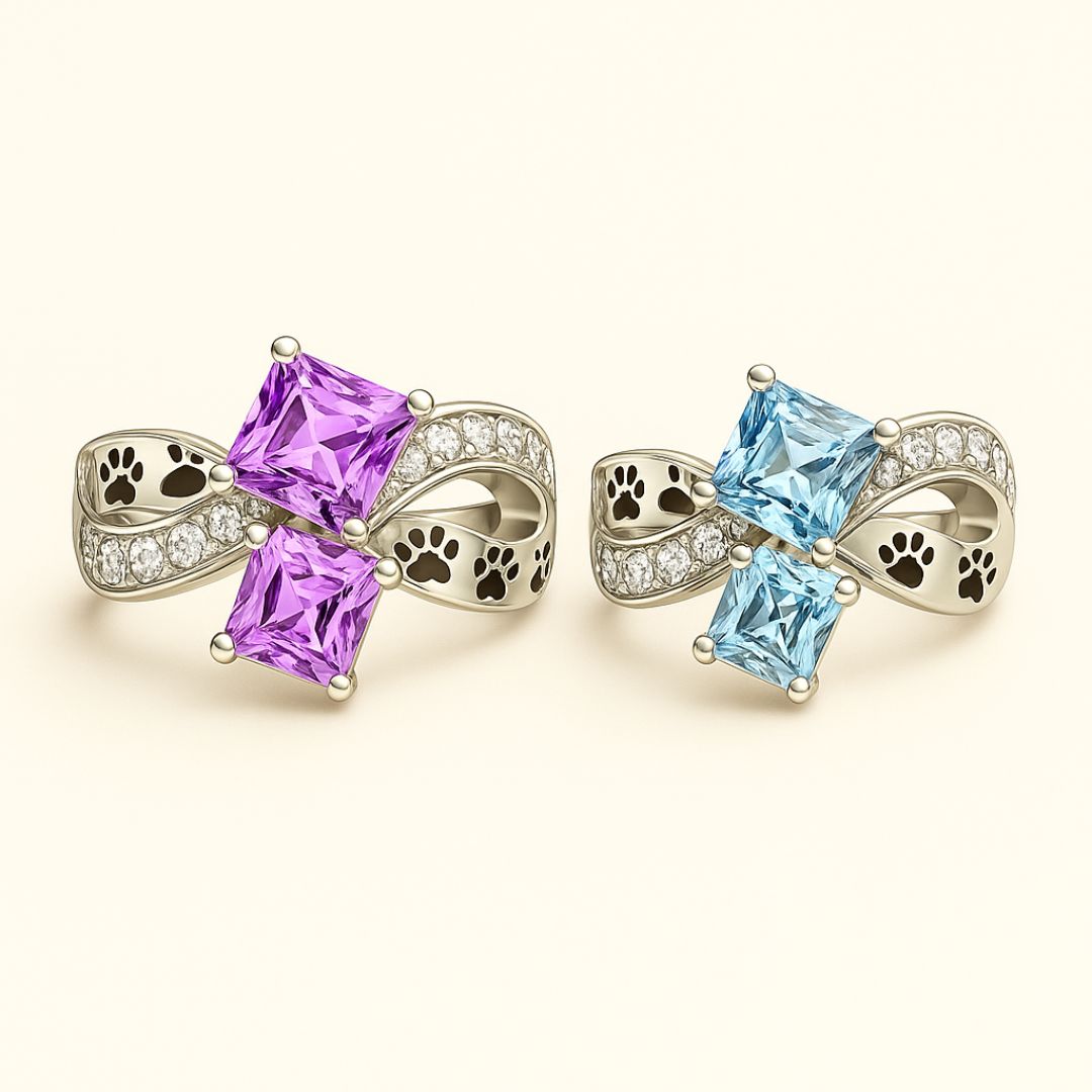 Paw Print Path Stone Rings