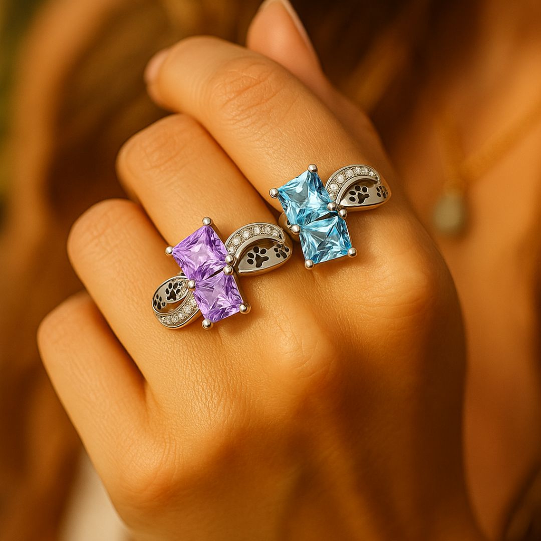 Paw Print Path Stone Rings