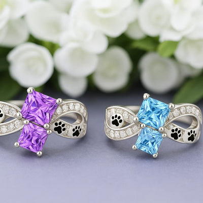Paw Print Path Stone Rings