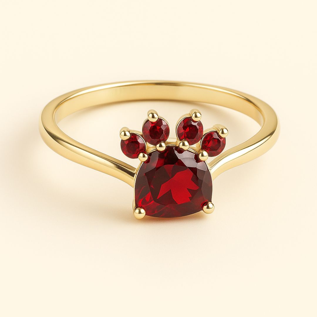 Paw Print Birthstone Rings