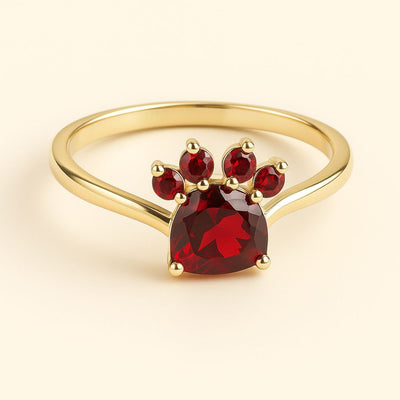 Paw Print Birthstone Rings