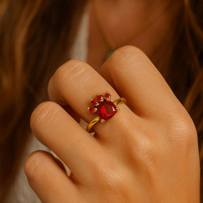 Paw Print Birthstone Rings