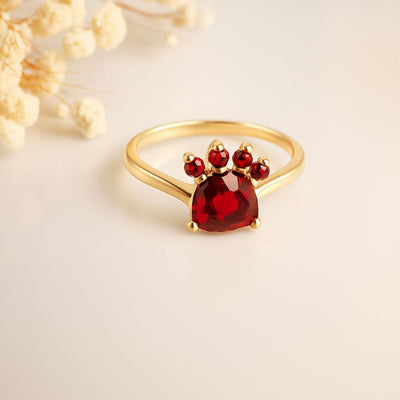 Paw Print Birthstone Rings