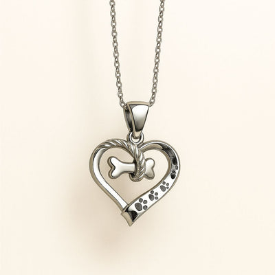 Bone Heart Paw Necklace