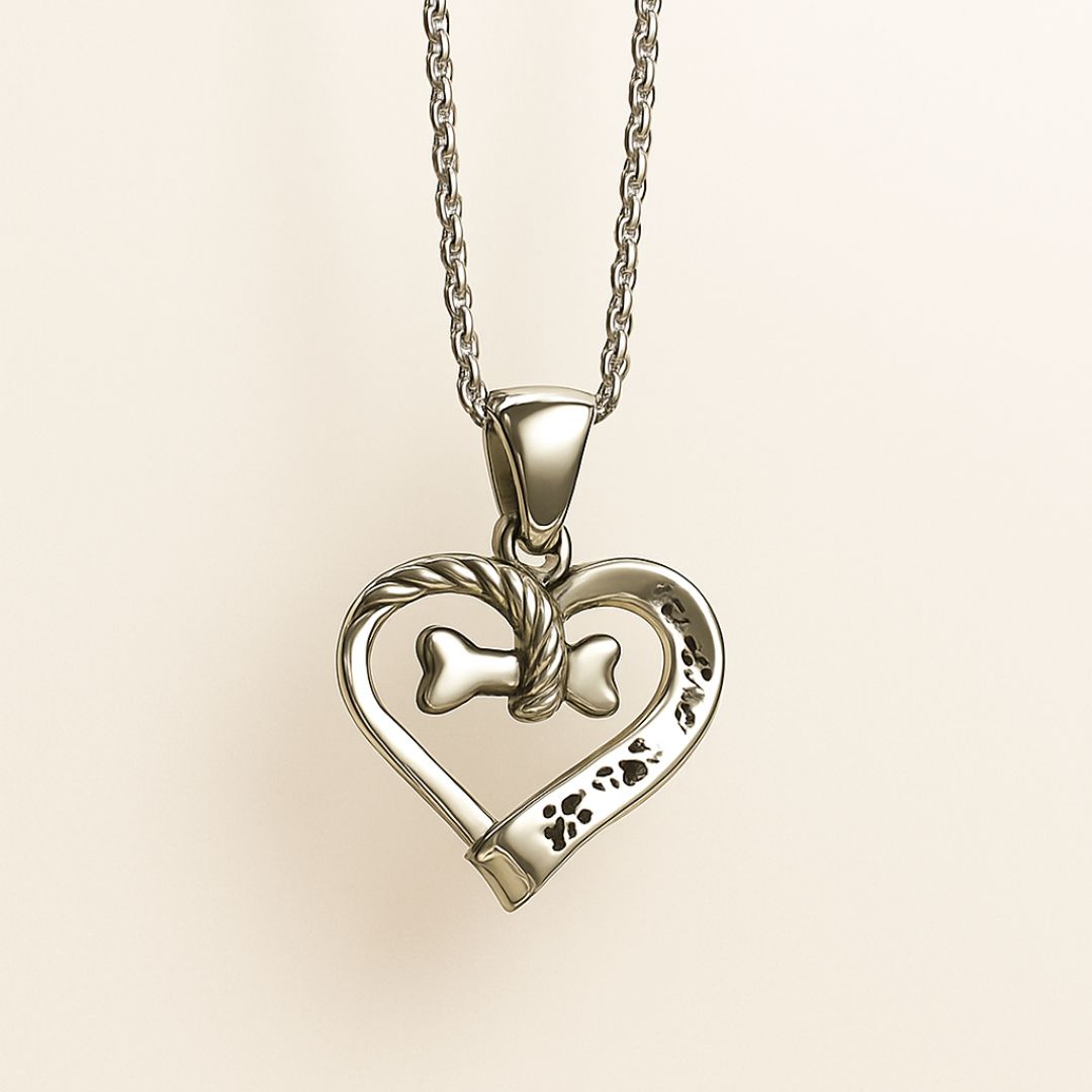 Bone Heart Paw Necklace