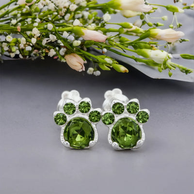 Paw Print Birthstone Earrings