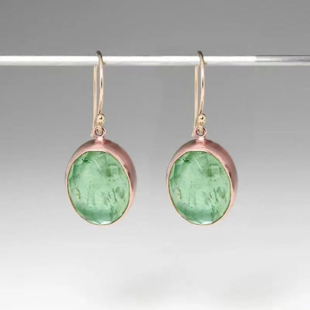 Vintage Green Rose Gold Earrings