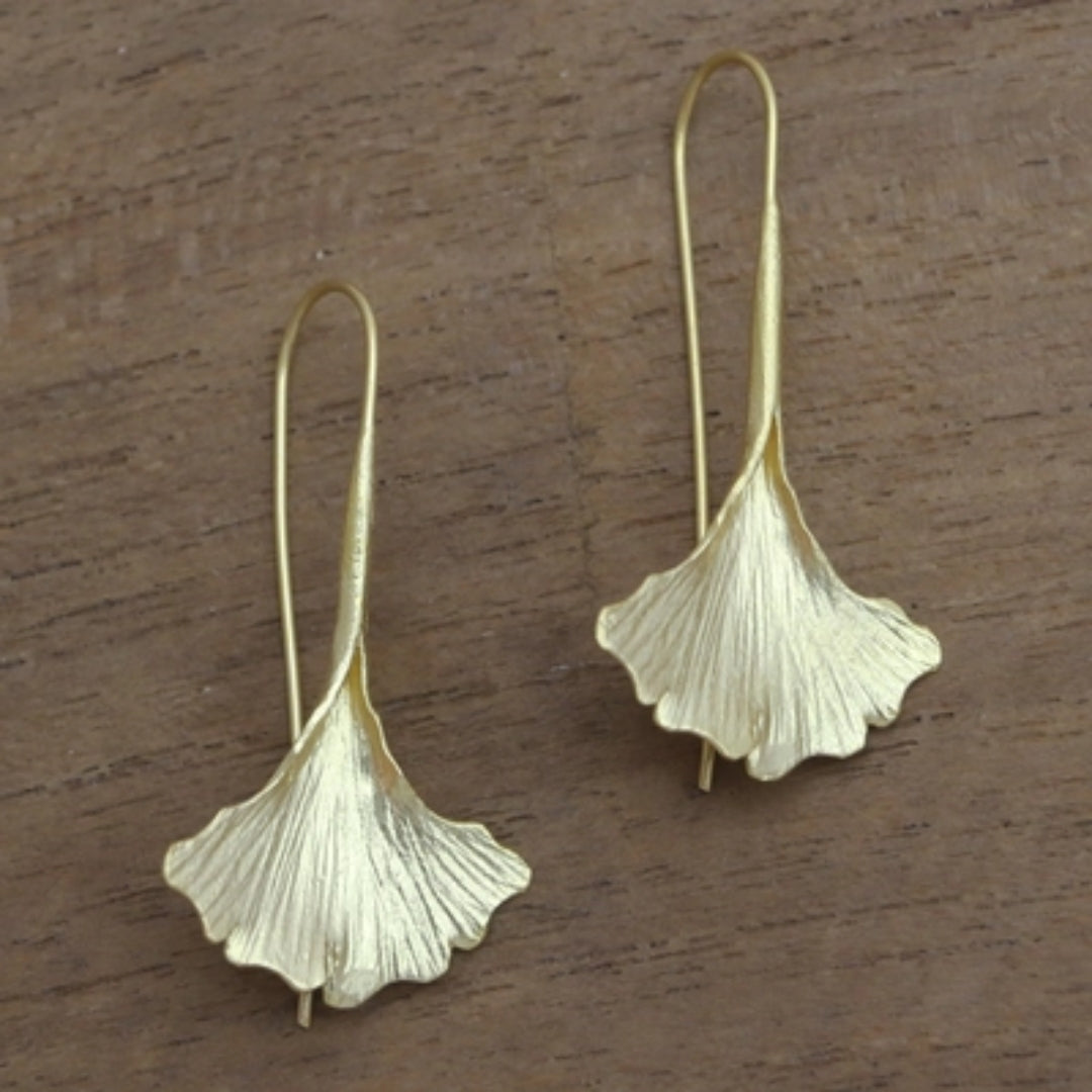 Vintage Golden Plated Petal Earrings