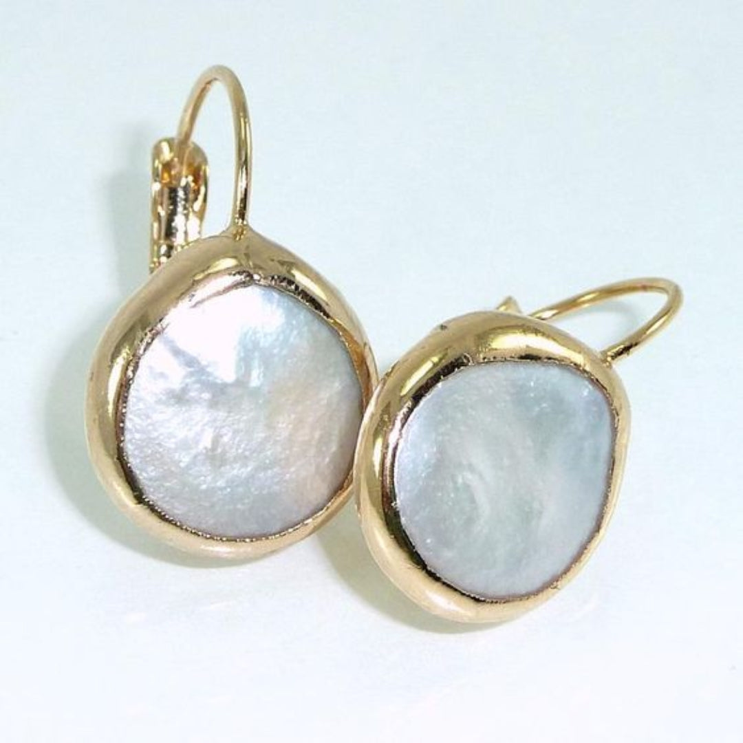 Vintage White Stone Golden Earrings