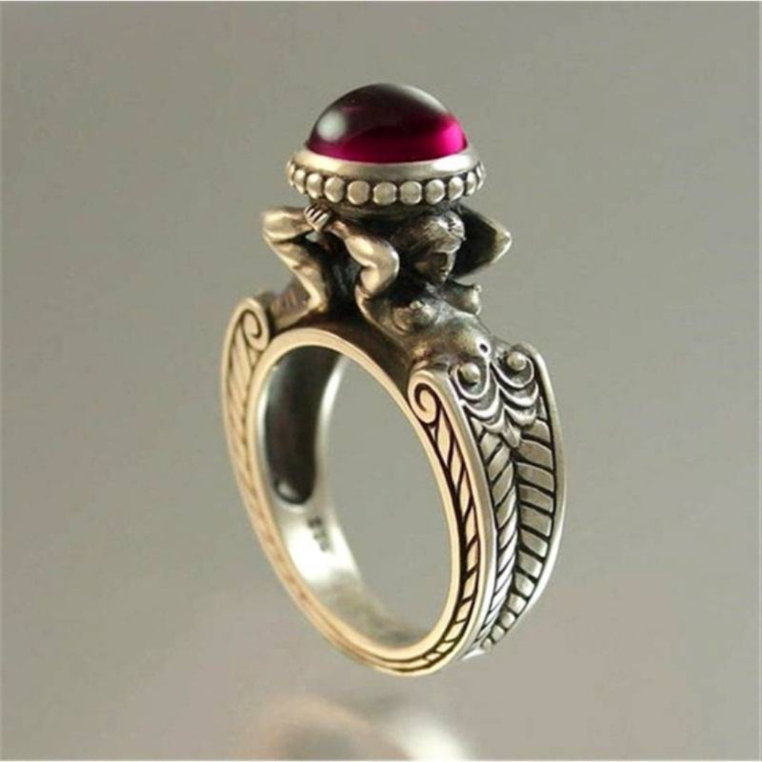 Vintage Inlaid Red Stone Ring