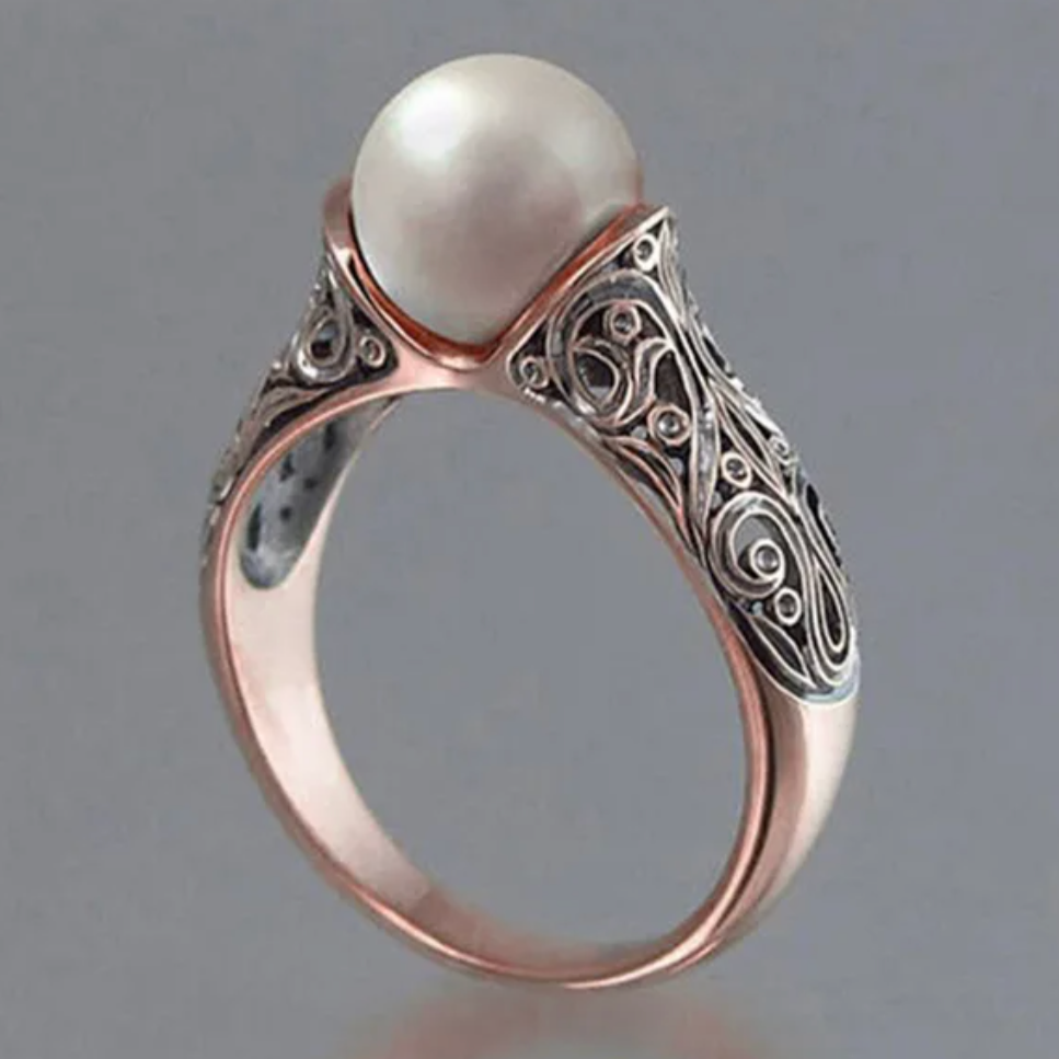 Vintage Rose Gold Pearl Ring