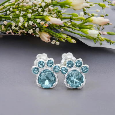 Paw Print Birthstone Earrings