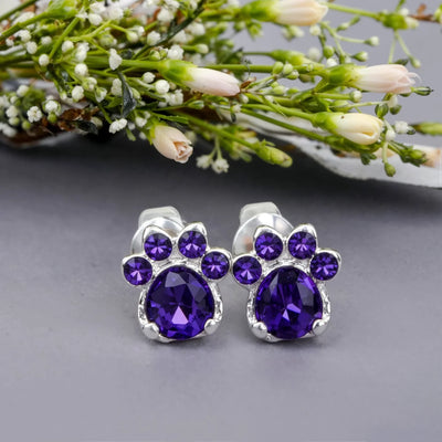 Paw Print Birthstone Earrings