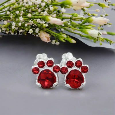 Paw Print Birthstone Earrings