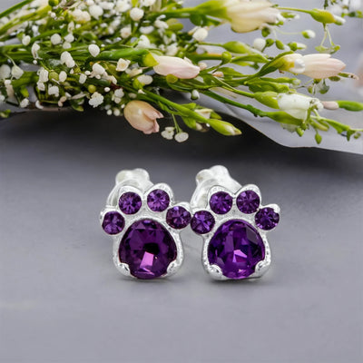 Paw Print Birthstone Earrings