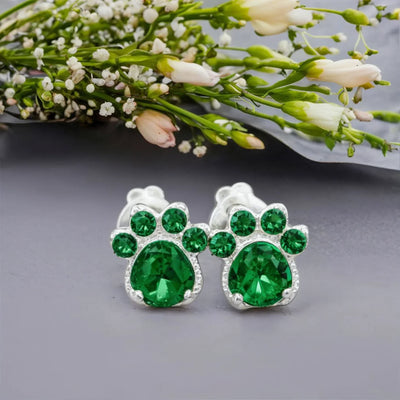 Paw Print Birthstone Earrings
