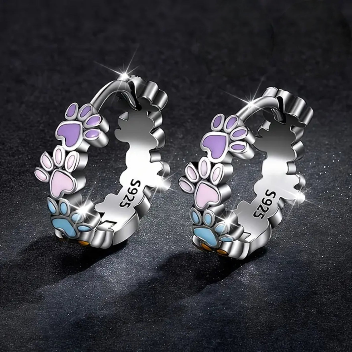 Colorful Paw Trail Hoop Earrings