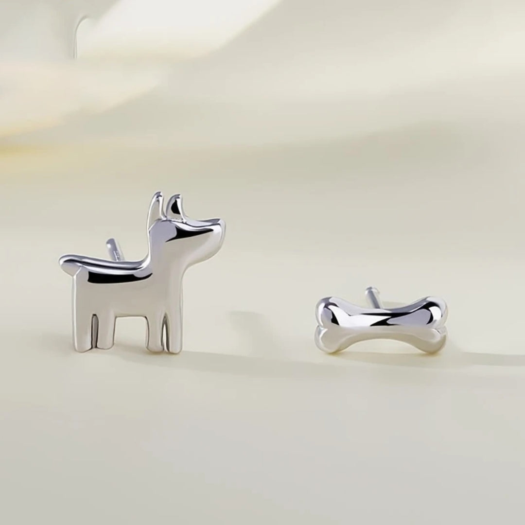 Dog & Bone Stud Earrings