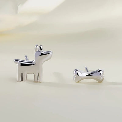 Dog & Bone Stud Earrings