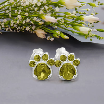 Paw Print Birthstone Earrings