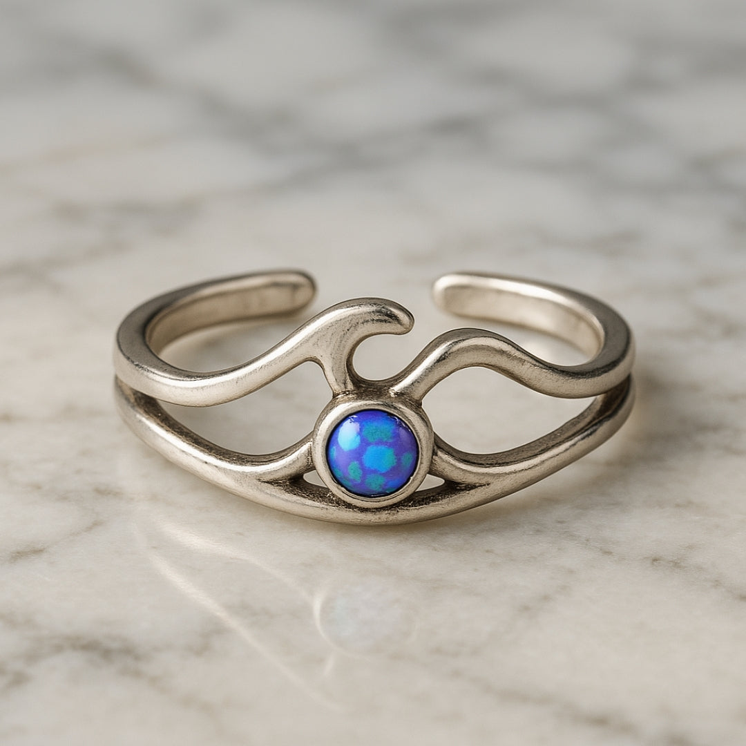 Blue Wave Stone Silver Ring