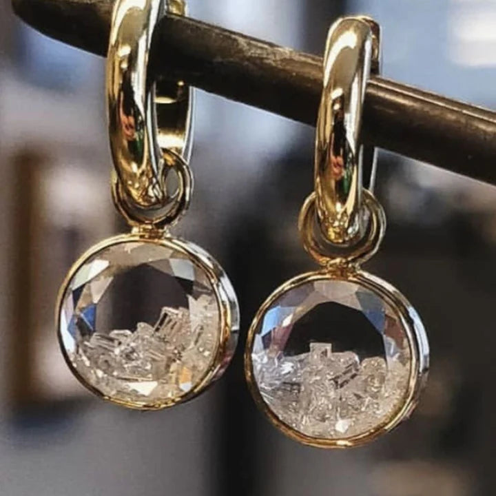 White Glass Round Earrings