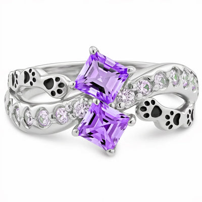 Paw Print Path Stone Rings