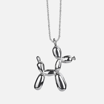 Necklace with Balloon Dog Pendant in Silver and Gold