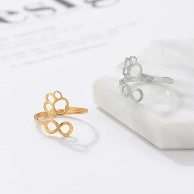 Adjustable Infinity Paw Ring in Silver and Gold