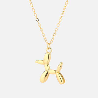 Necklace with Balloon Dog Pendant in Silver and Gold