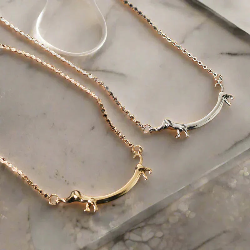 Dachshund Necklace in Silver and Gold