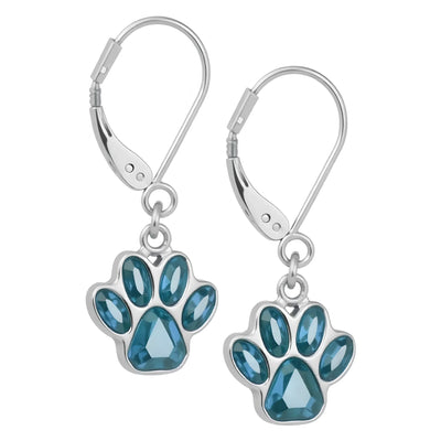 Hanging Paw Birthstone Earrings