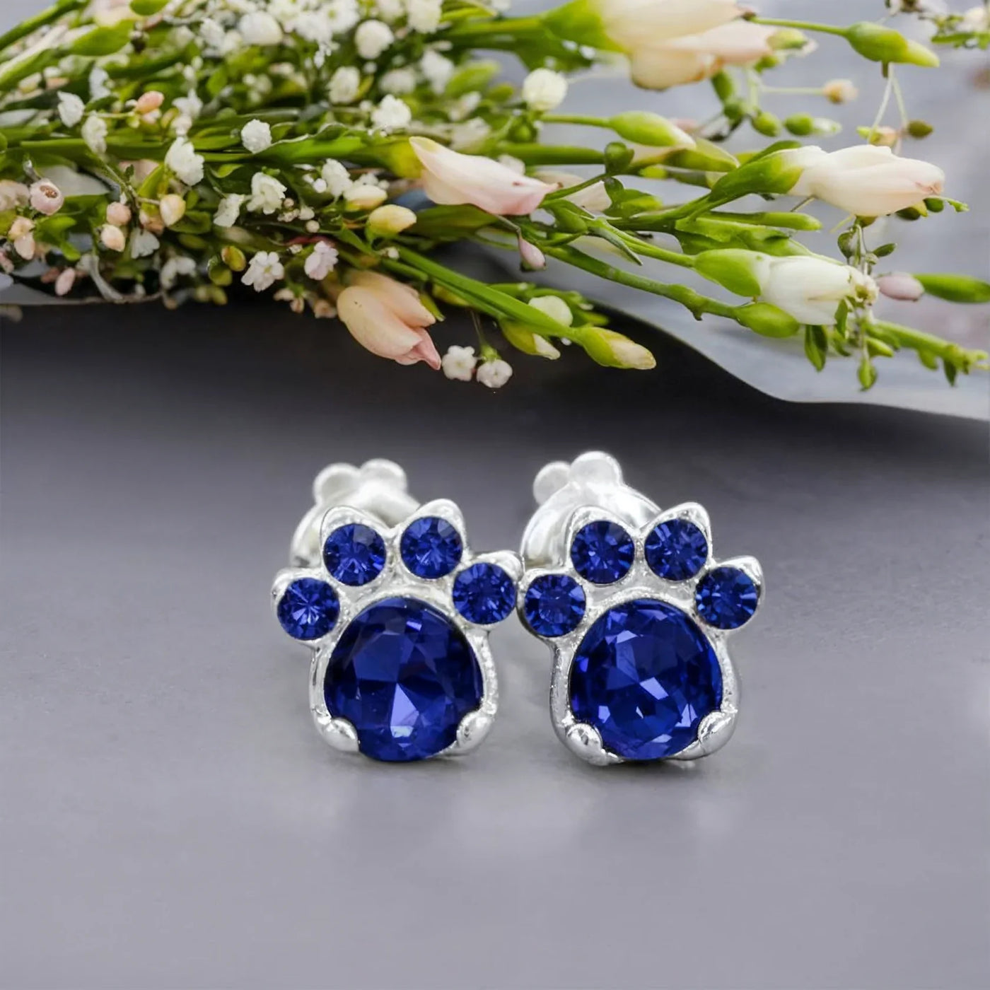 Paw Print Birthstone Earrings