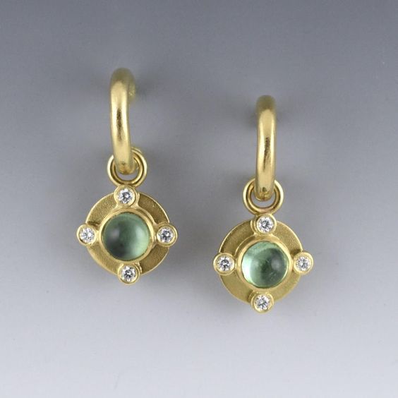 Vintage Green Zirconia Gold Earrings