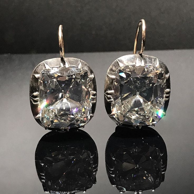 Vintage Cubic Glass Silver Earrings