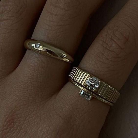 Vintage Gold Plated Zirconia Ring Set